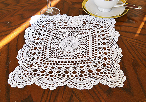 White color Square Crochet Doilies 12" Square ( 2 pieces)